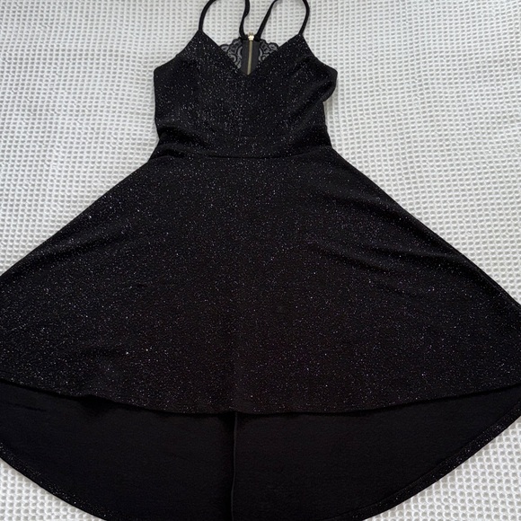 Justify Dresses & Skirts - J for Justify Black Sparkle Hi-Lo Dress w/Spaghetti Straps & lace back. EUC M